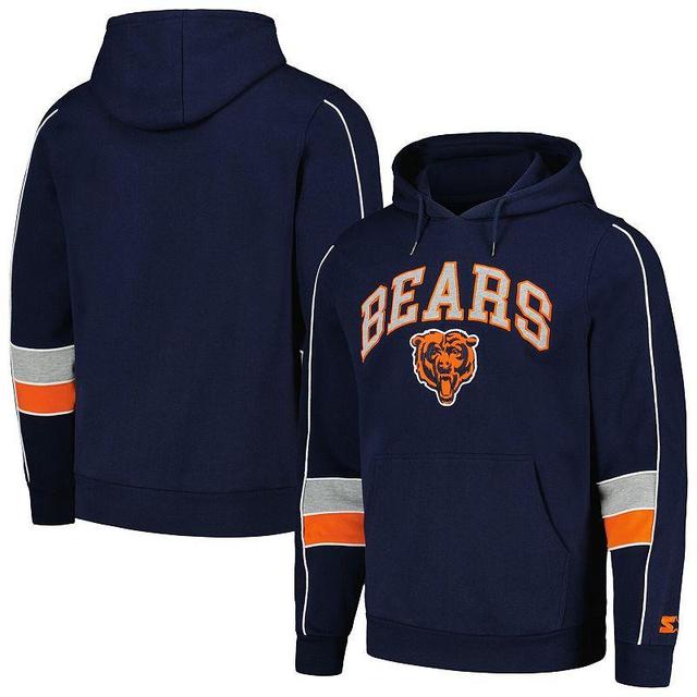 Mens Starter Navy Chicago Bears Captain Pullover Hoodie Product Image