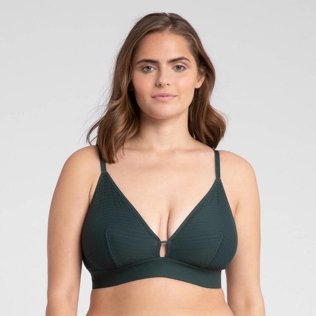 All.You. LIVELY Womens Busty Stripe Mesh Bralette - Emerald Size 1 Product Image