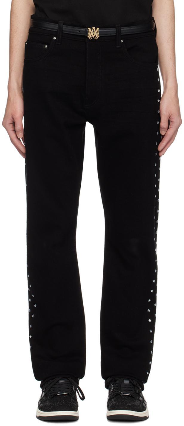 AMIRI Black Star Crystal Slim Jeans In Black Od Product Image