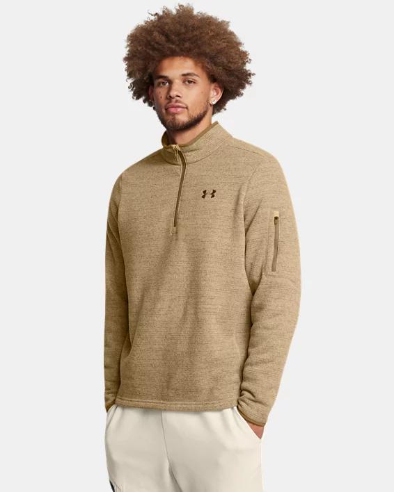 Mens Under Armour Specialist Quarter Zip Sweater Green Product Image