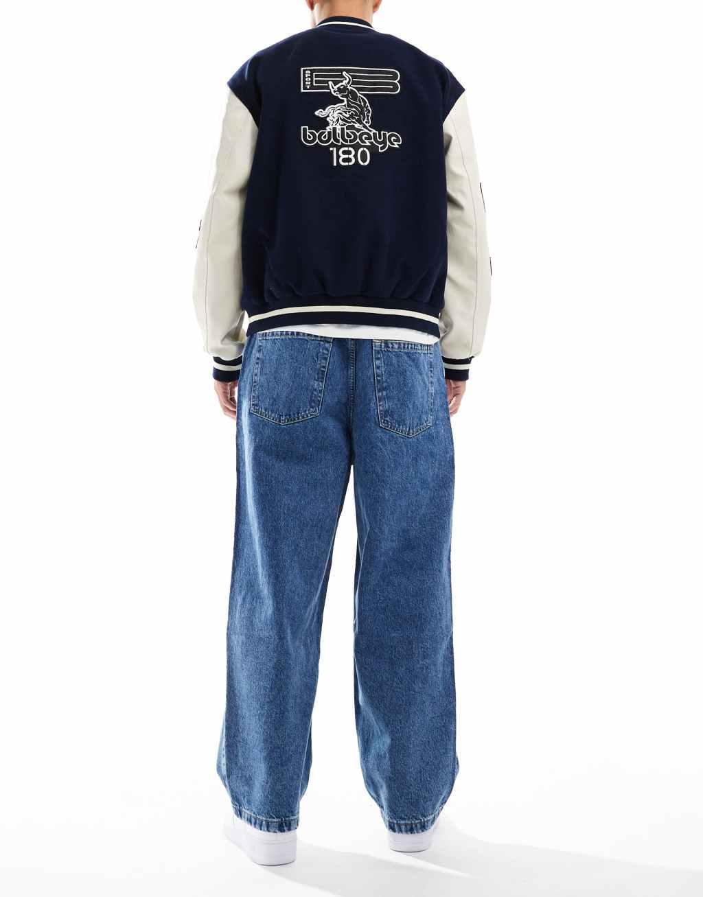 Bershka standard fit jeans in mid blue  Product Image