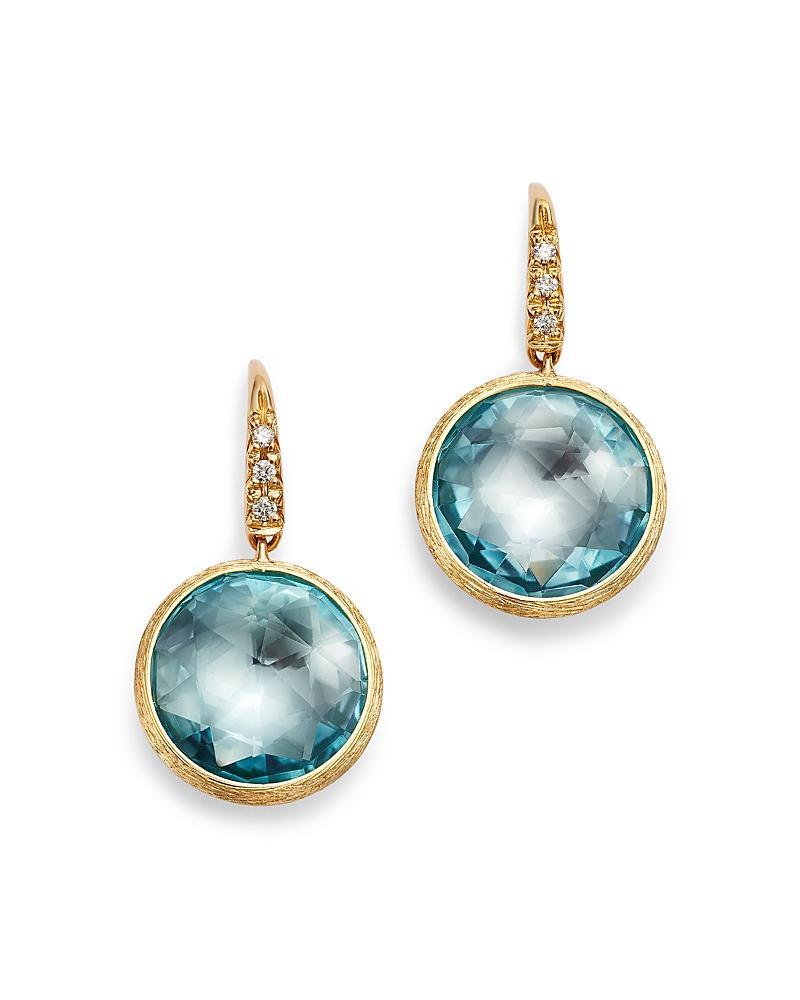 Womens Jaipur Color 18K Yellow Gold, Blue Topaz & 0.05 TCW Diamond Drop Earrings Product Image