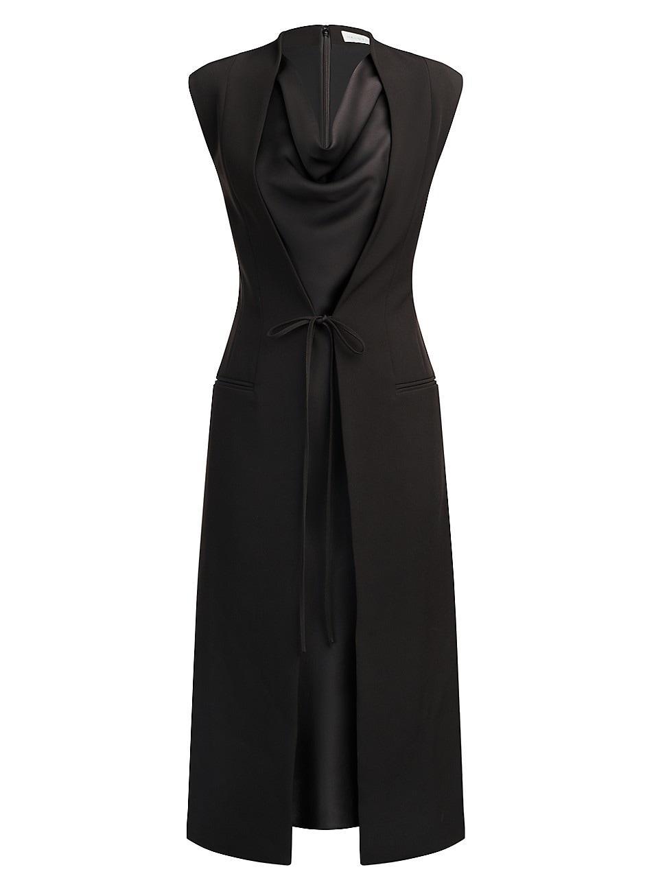 Jacklyn Sleeveless Crepe & Satin Midi Dress Product Image