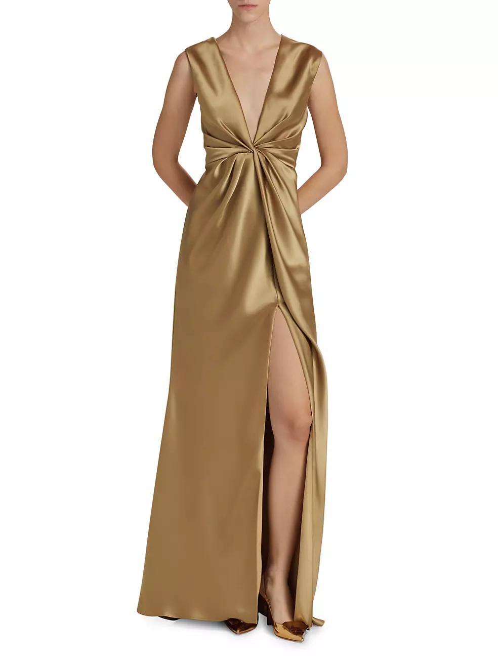 Satin V-Neck Gown Product Image