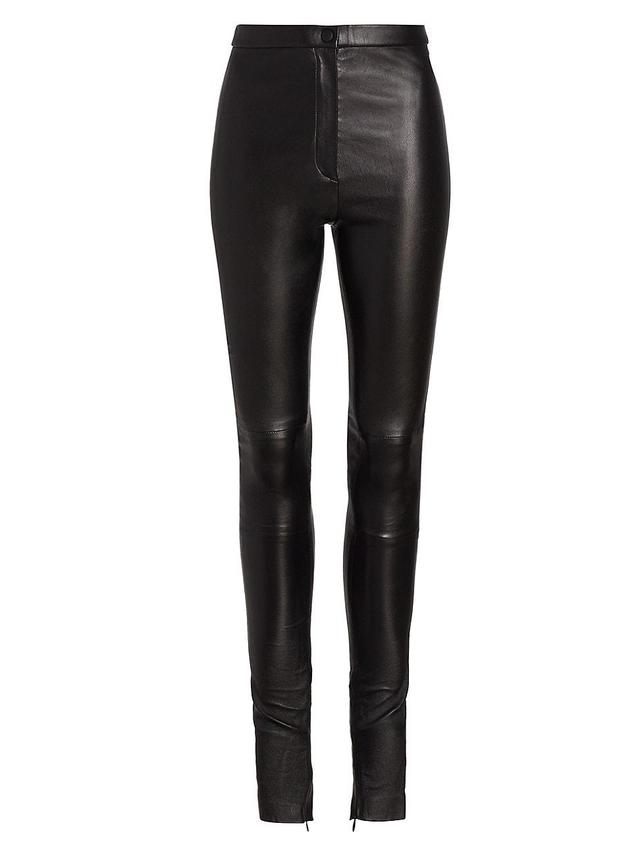 Womens Leather Mid-Rise Leggings Product Image