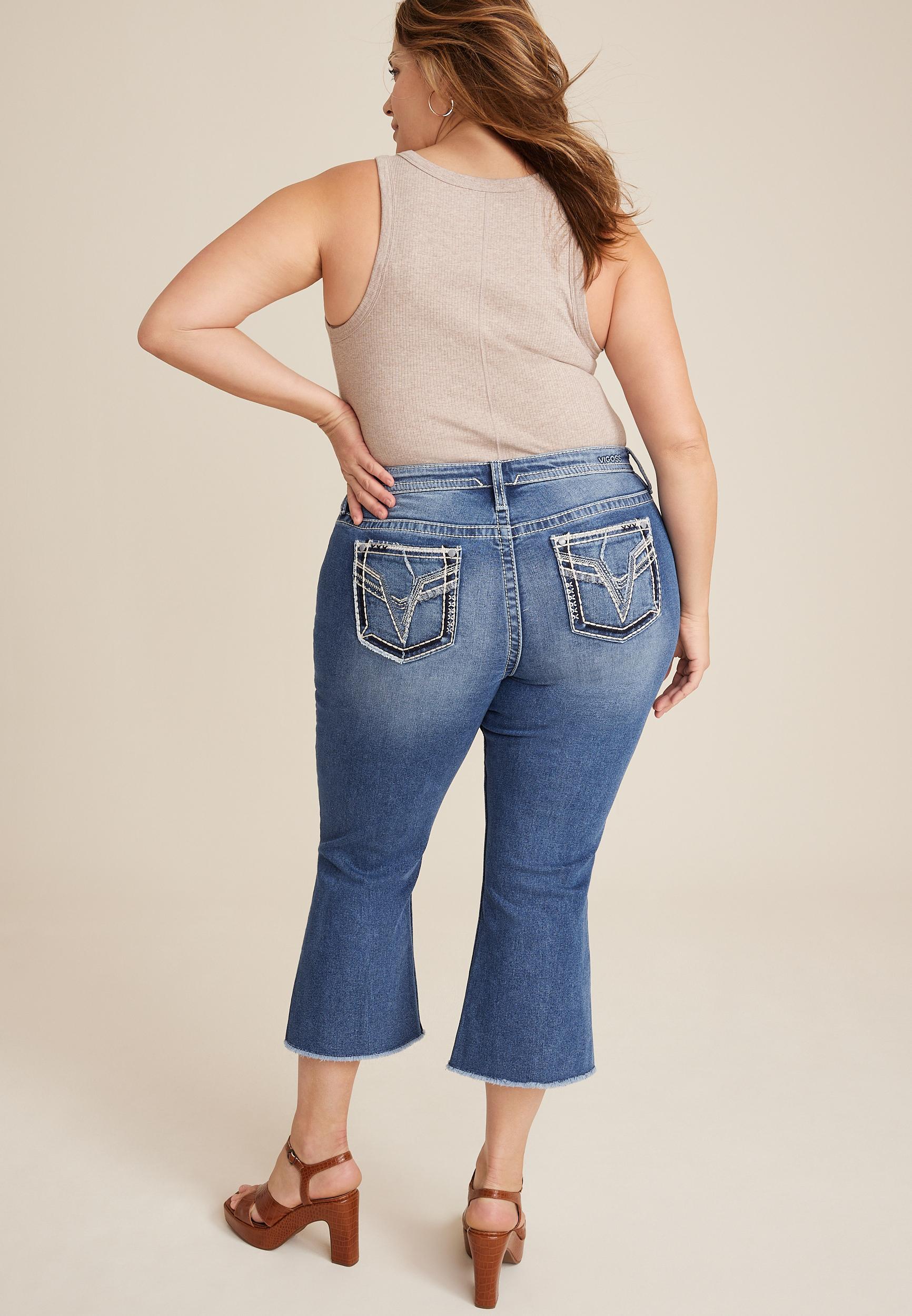 Plus Size Jeans Vigoss Womens Heritage Mid Rise Cropped Boot Jeans Blue Size 24W - Maurices Product Image