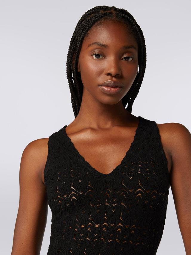 V-neck bodysuit in viscose blend with lace effect Black | Missoni Product Image