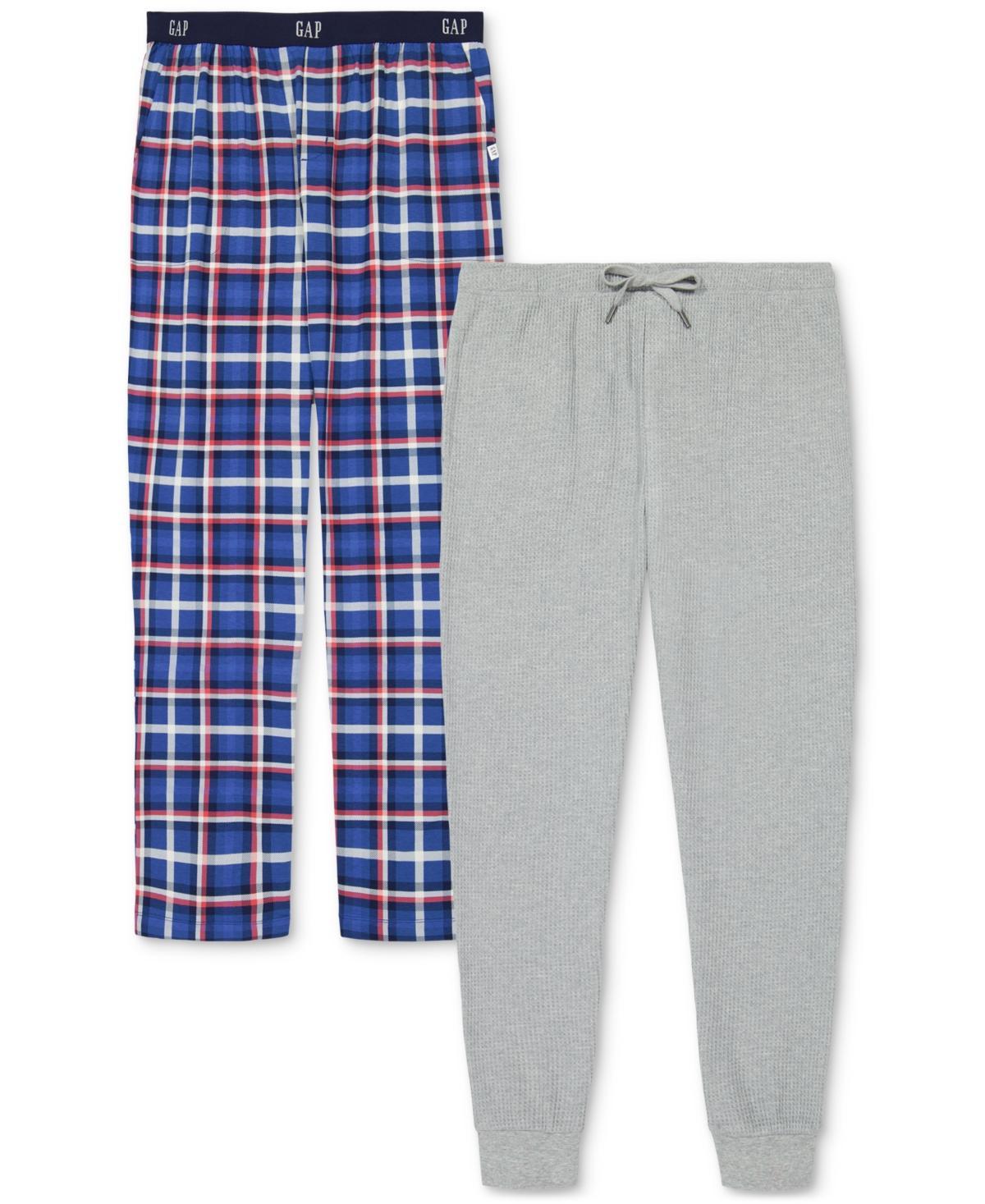 Gap Mens 2-Pk. Plaid Straight-Leg Pajama Pants + Jogger - Blue Plaid/ Product Image