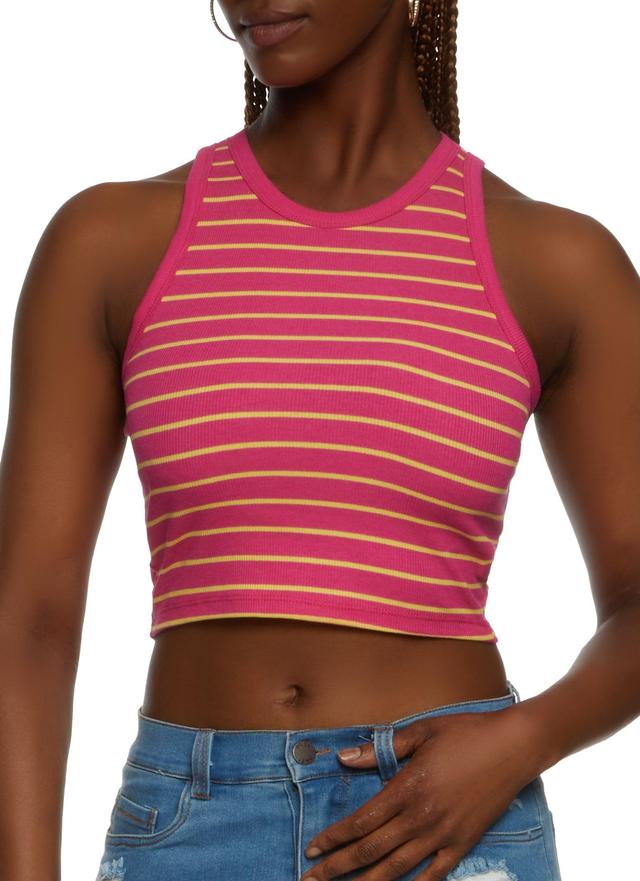 Womens Stripe Cropped Tank Top Product Image