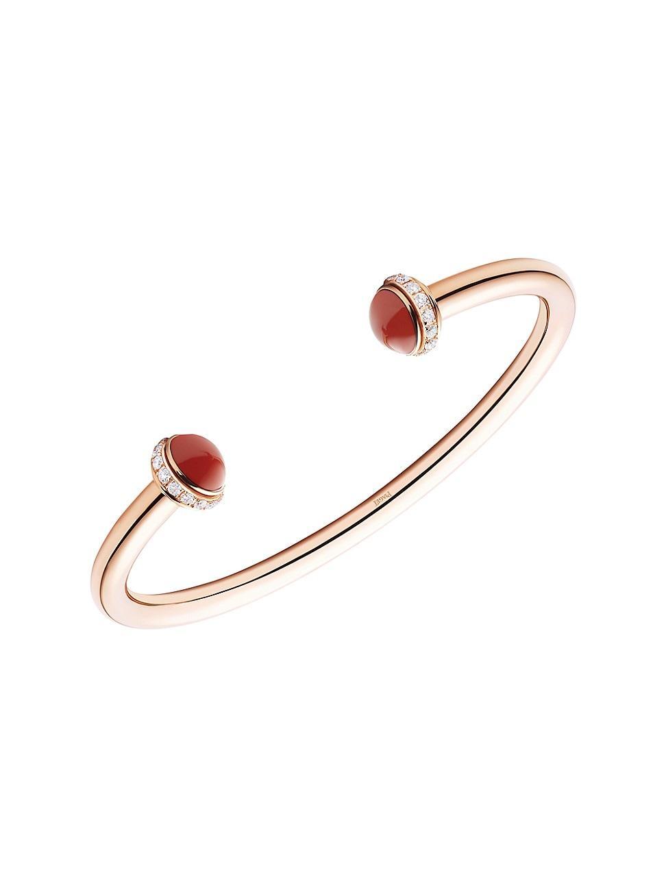 Womens Possession 18K Rose Gold, Carnelian & Diamond Open Bangle Bracelet Product Image