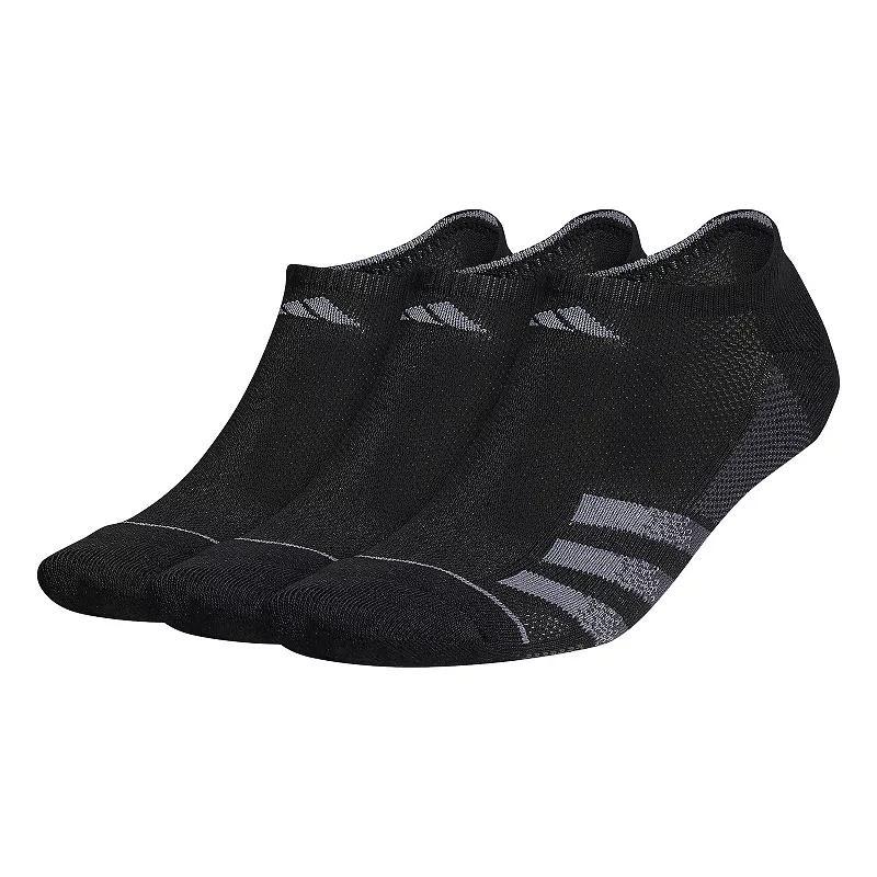 adidas Superlite Stripe 3 No Show Socks 3-Pair (Black/Night Grey/Onix Grey) Men's Crew Cut Socks Shoes Product Image