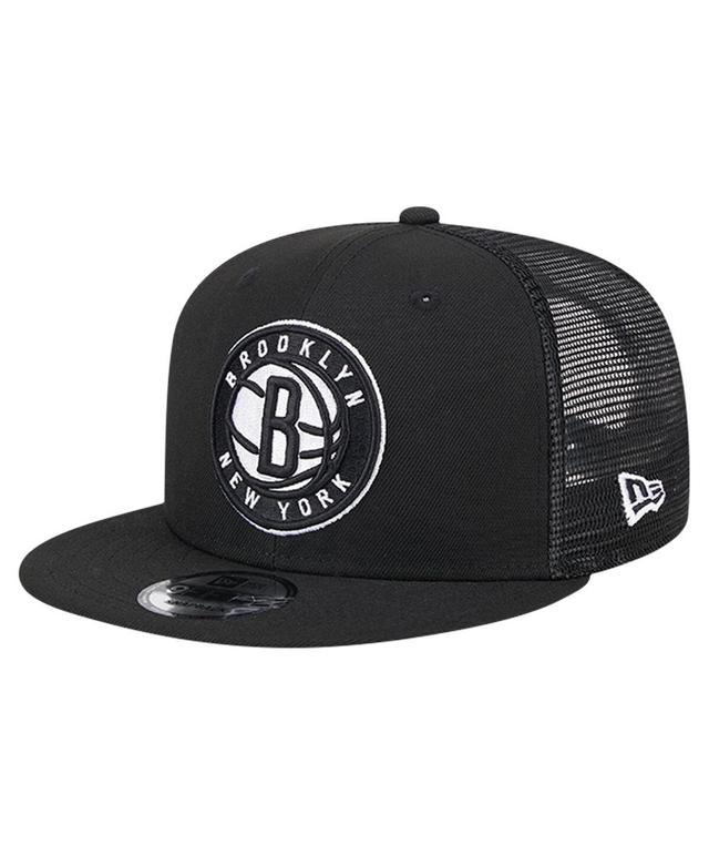 Mens New Era Black Brooklyn Nets Evergreen Meshback 9FIFTY Snapback Hat Product Image