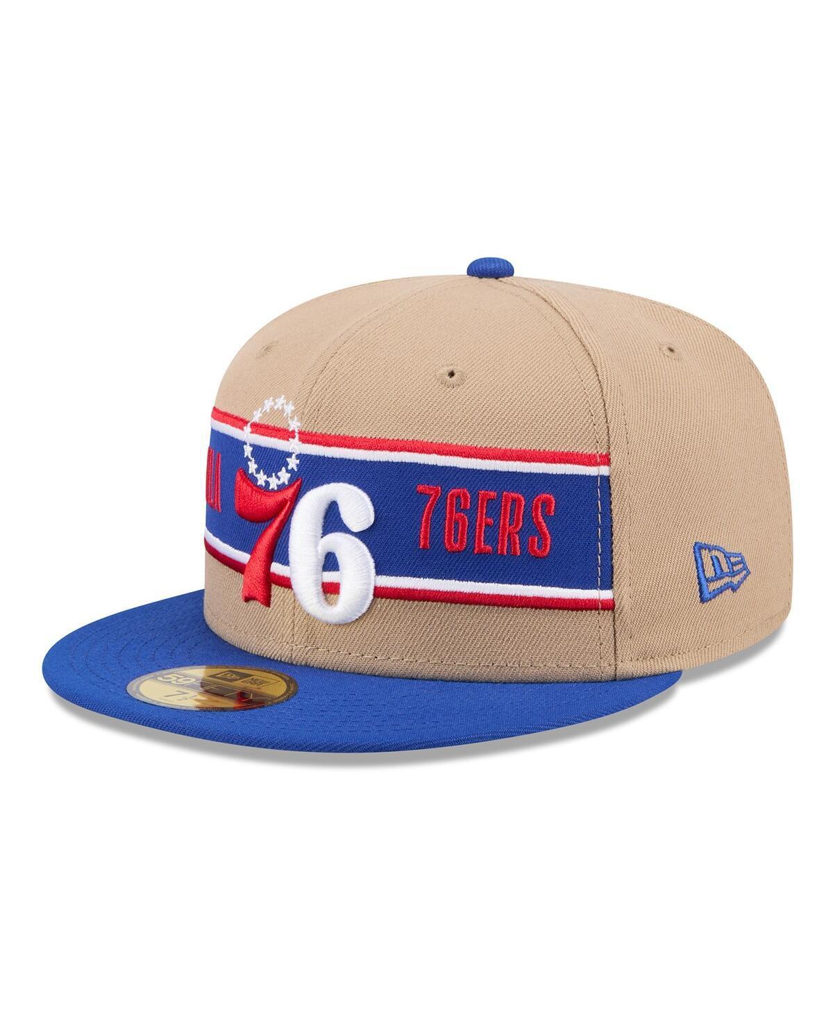 Mens New Era Tan/Royal Philadelphia 76ers 2024 NBA Draft 59FIFTY Fitted Hat Product Image