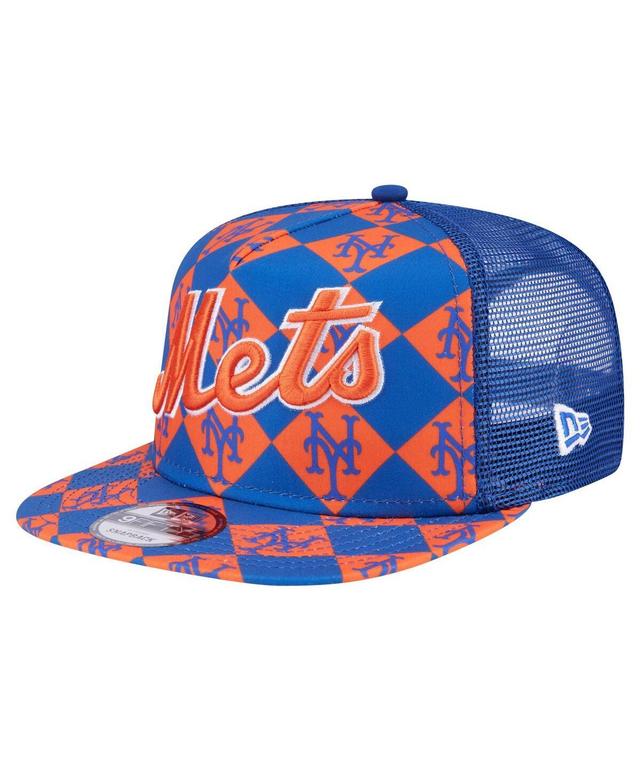 Mens New Era Royal New York Mets Seeing Diamonds A-Frame Trucker 9FIFTY Snapback Hat Product Image