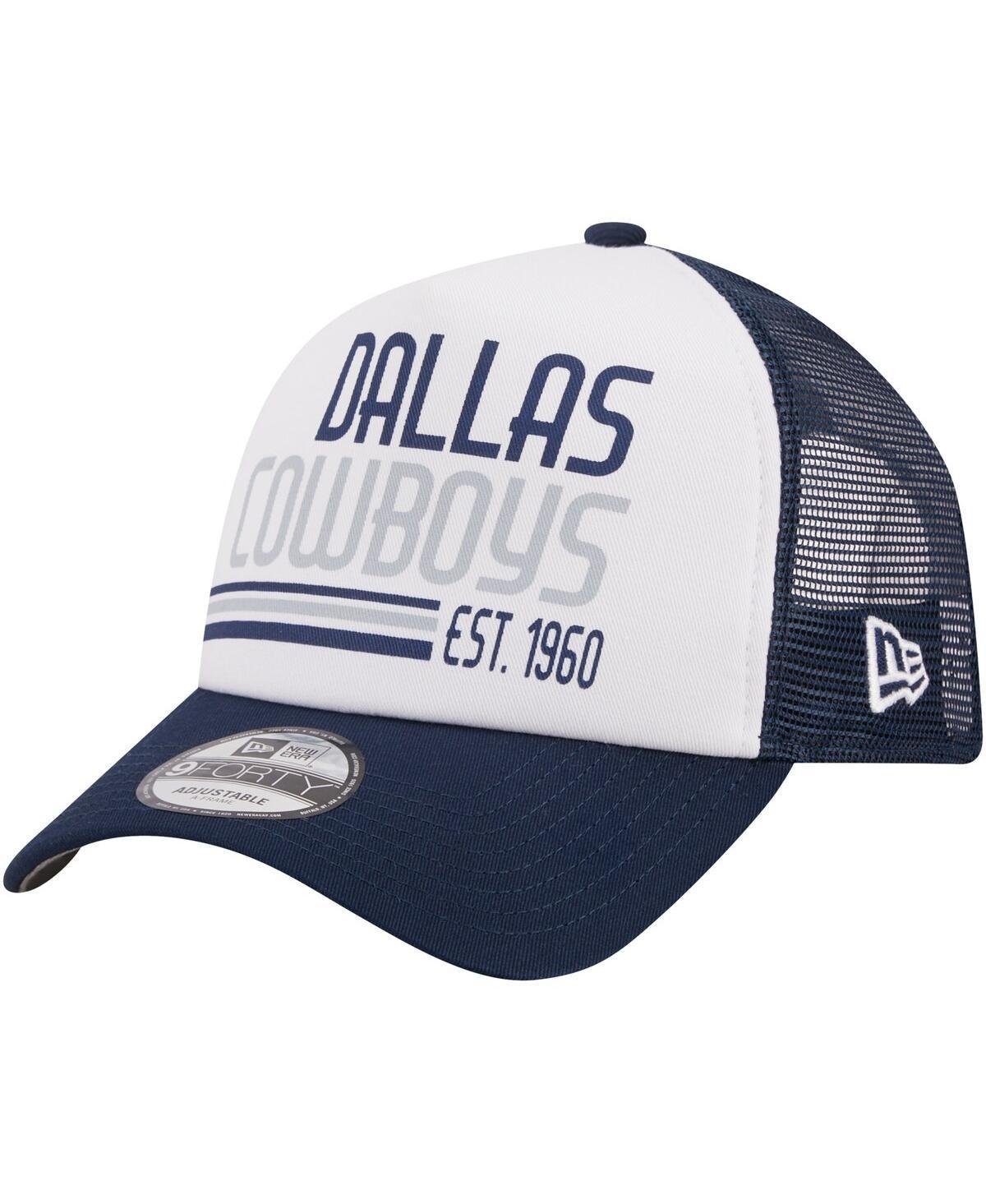 Mens New Era /Navy Dallas Cowboys Stacked A-Frame Trucker 9FORTY Adjustable Hat Product Image