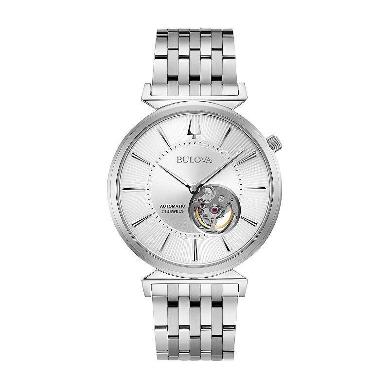 Bulova Mens Regatta Slim Automatic Stainless Steel Watch - 96A235 Silver Tone Product Image