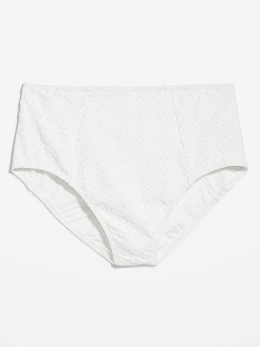 High-Waisted Eyelet Bikini Swim Bottoms Product Image