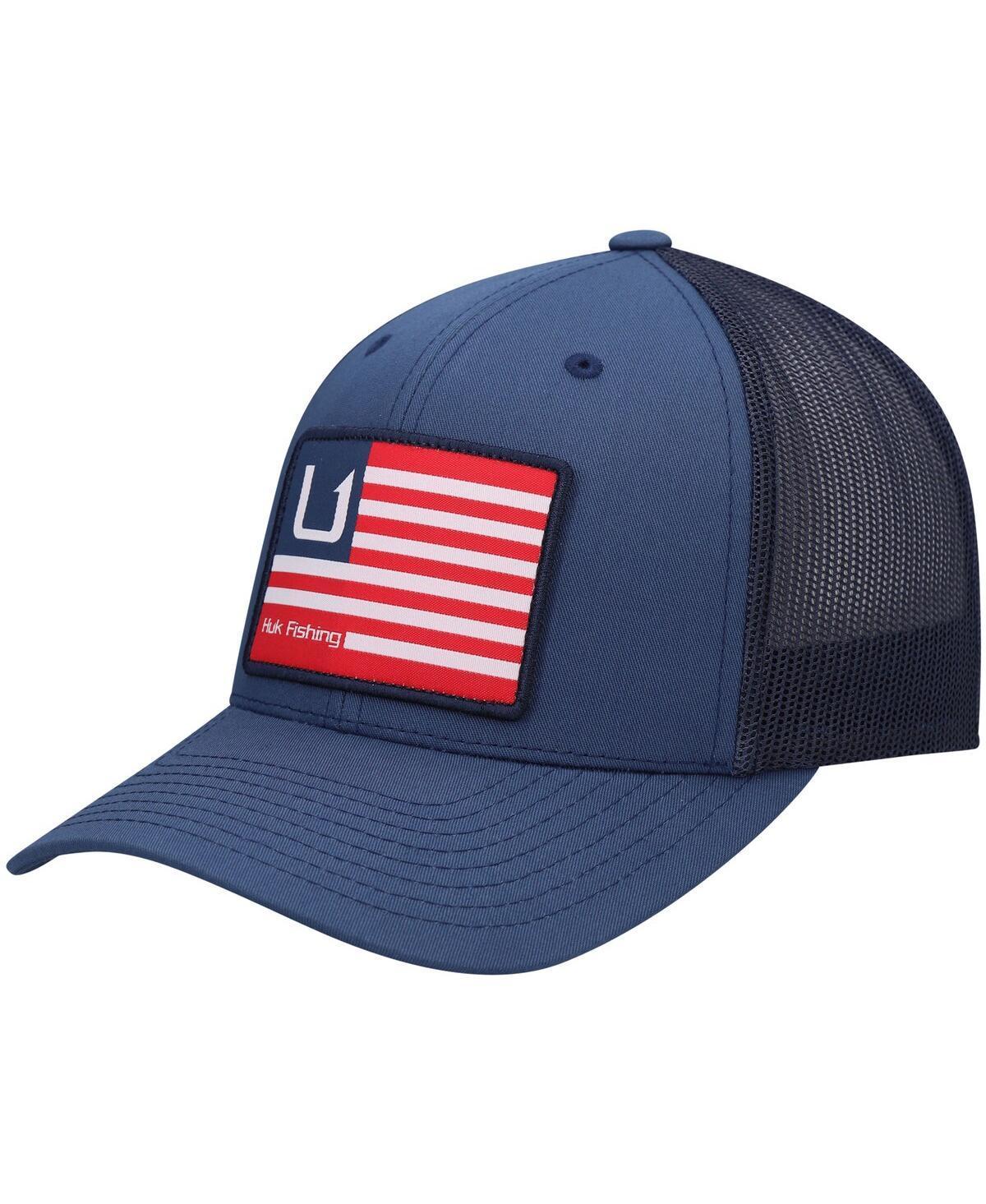 Mens Huk Blue Huks and Bars American Trucker Snapback Hat Product Image