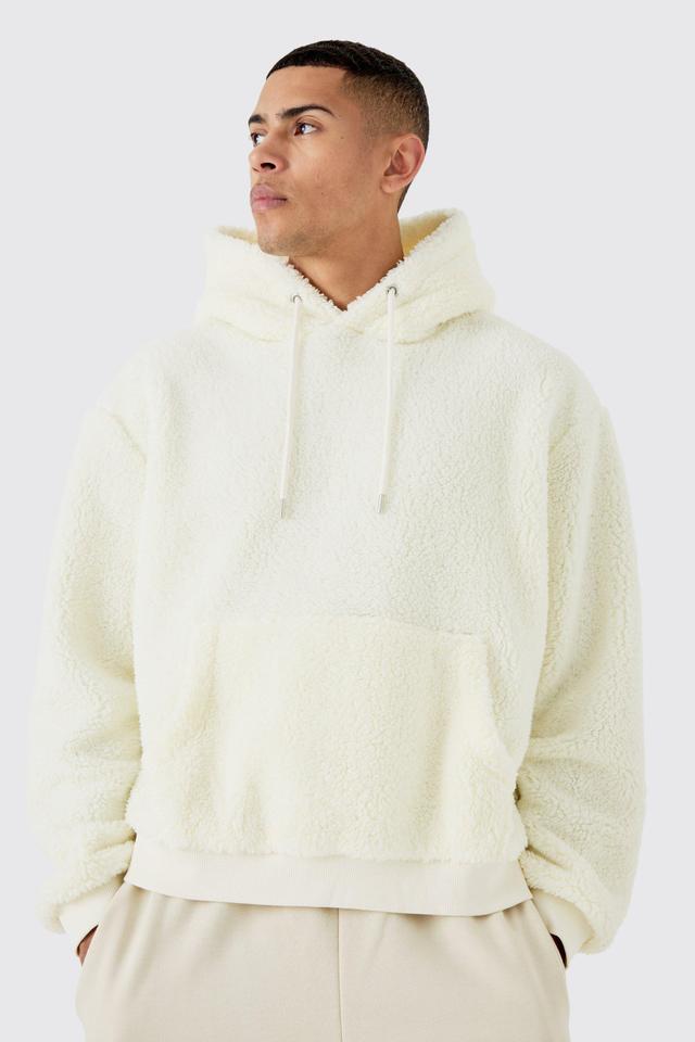 Oversized Boxy Borg Over The Head Hoodie | boohooMAN USA Product Image