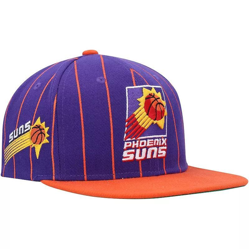 Mens Mitchell & Ness Purple/Orange Phoenix Suns Hardwood Classics Pinstripe Snapback Hat Product Image