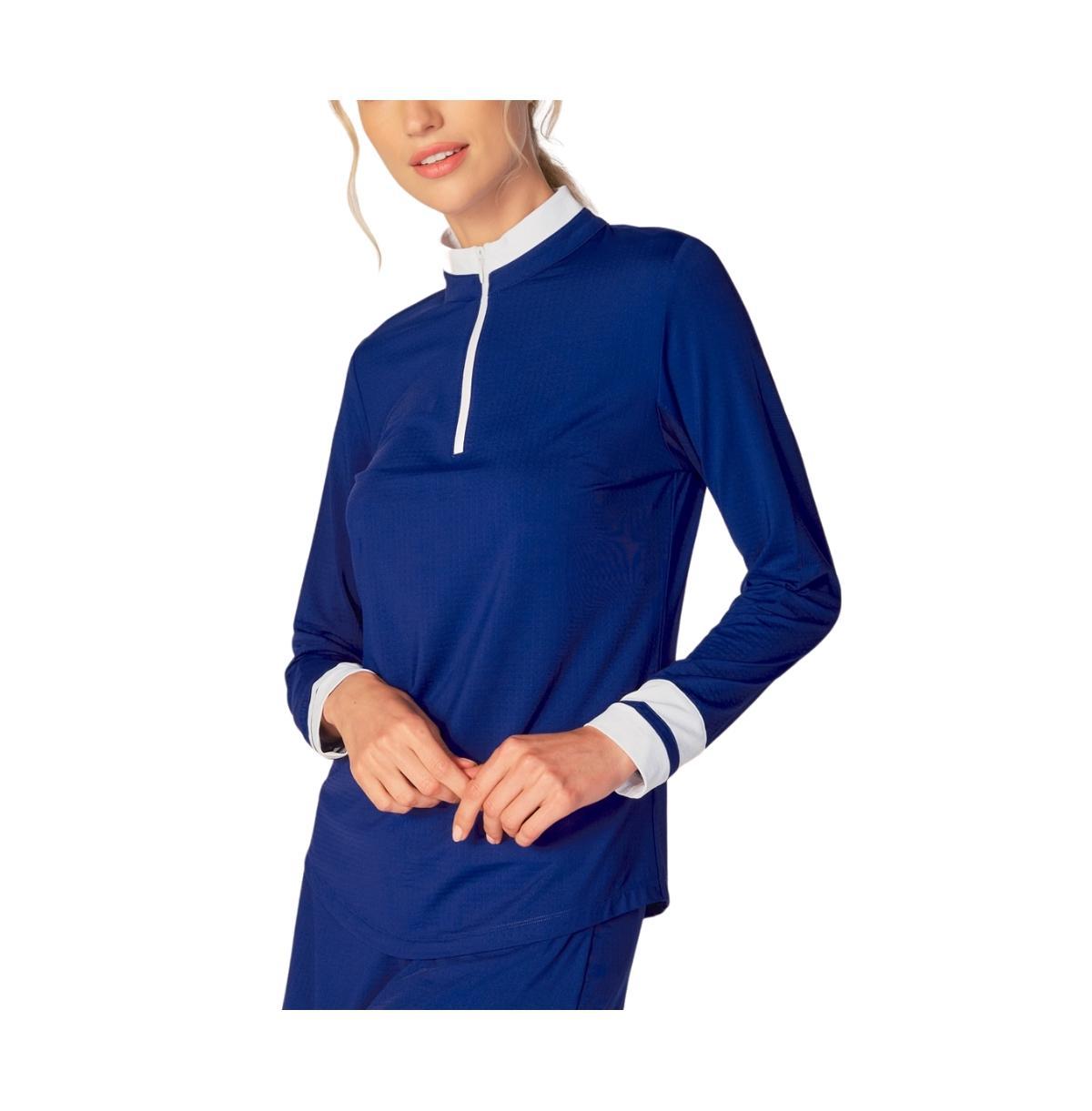 G Lifestyle Clothing Womens Color Block Quarter Zip Top Bt. Peri Medium Product Image