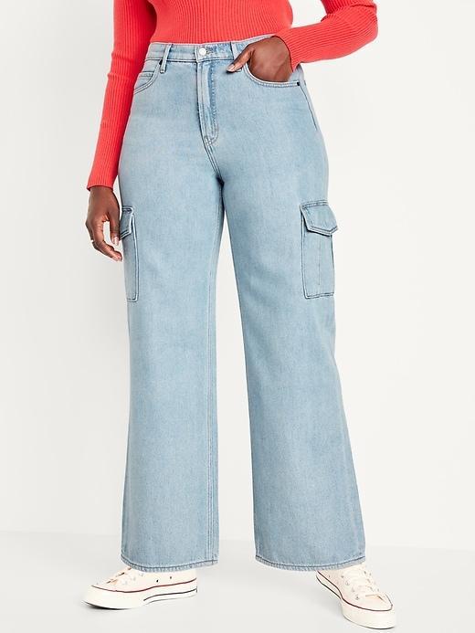 Extra High-Waisted Sky-Hi Wide-Leg Cargo Jeans Product Image