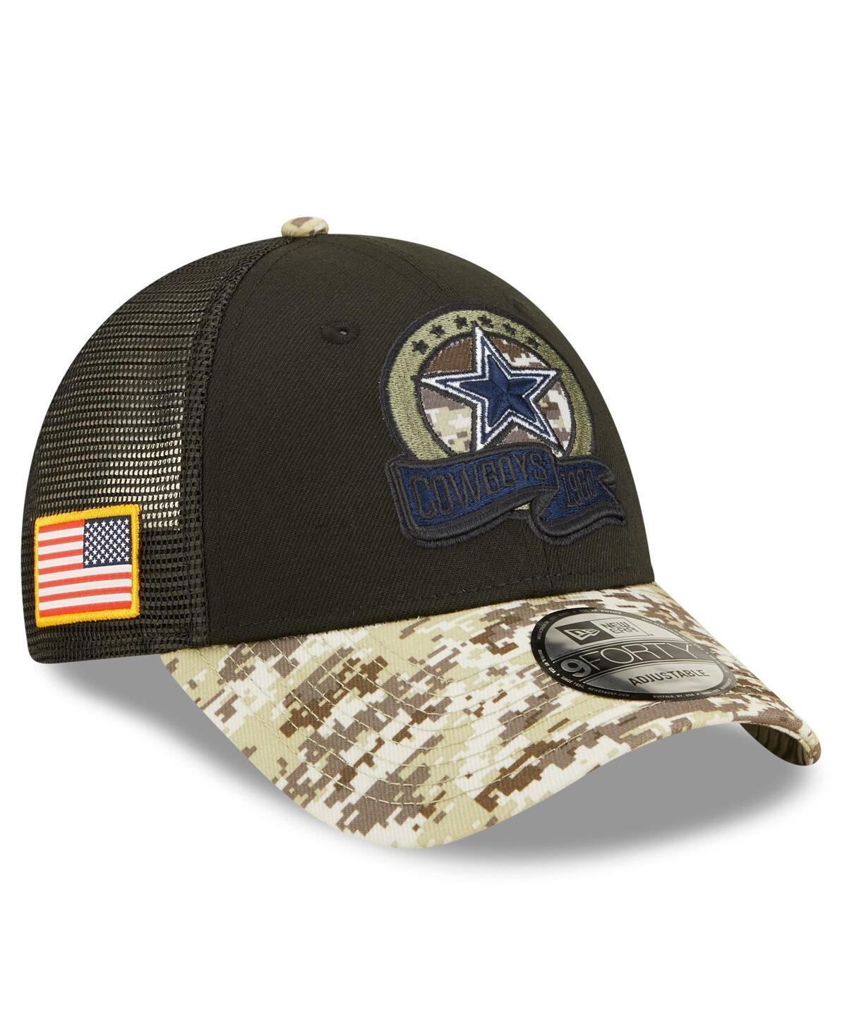 Mens New Era Black/Camo Dallas Cowboys 2022 Salute To Service 9FORTY Snapback Trucker Hat Product Image