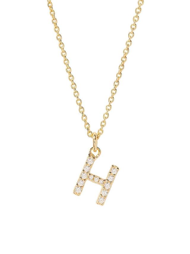 Womens Blaire 14K-Yellow-Gold Vermeil & 0.3-0.11 TCW Diamond Initial Pendant Necklace Product Image