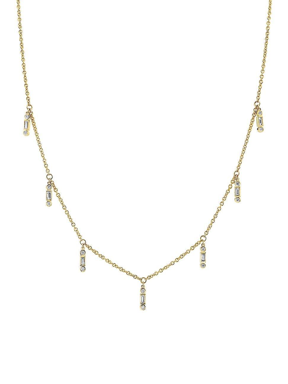 Womens 14K Yellow Gold & 0.555 TCW Diamond Fringe Necklace Product Image