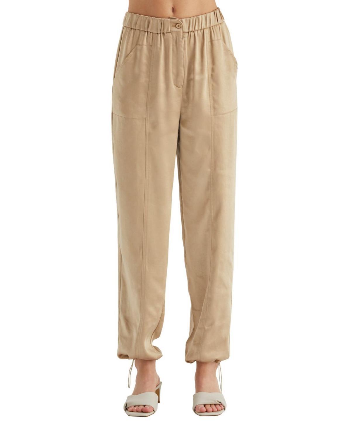 Womens Jordyn Satin Joggers - Beige product image