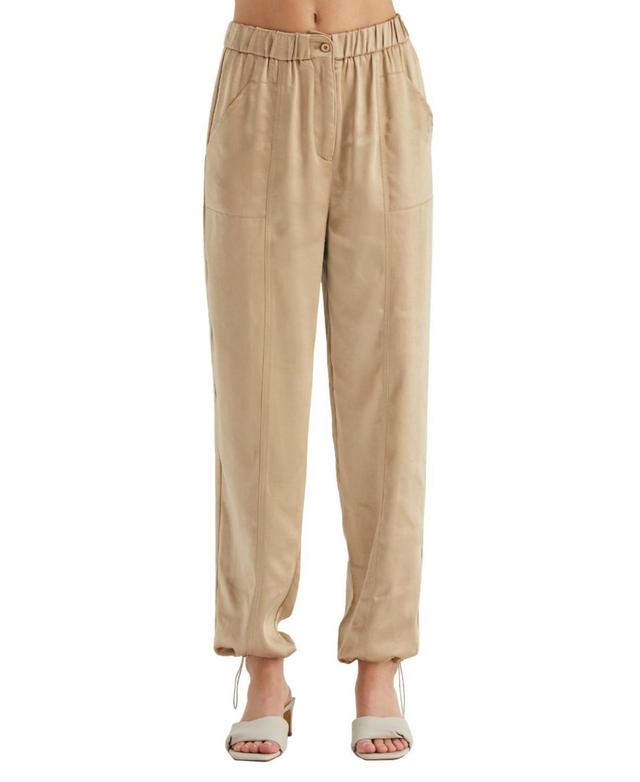 Womens Jordyn Satin Joggers - Beige Product Image