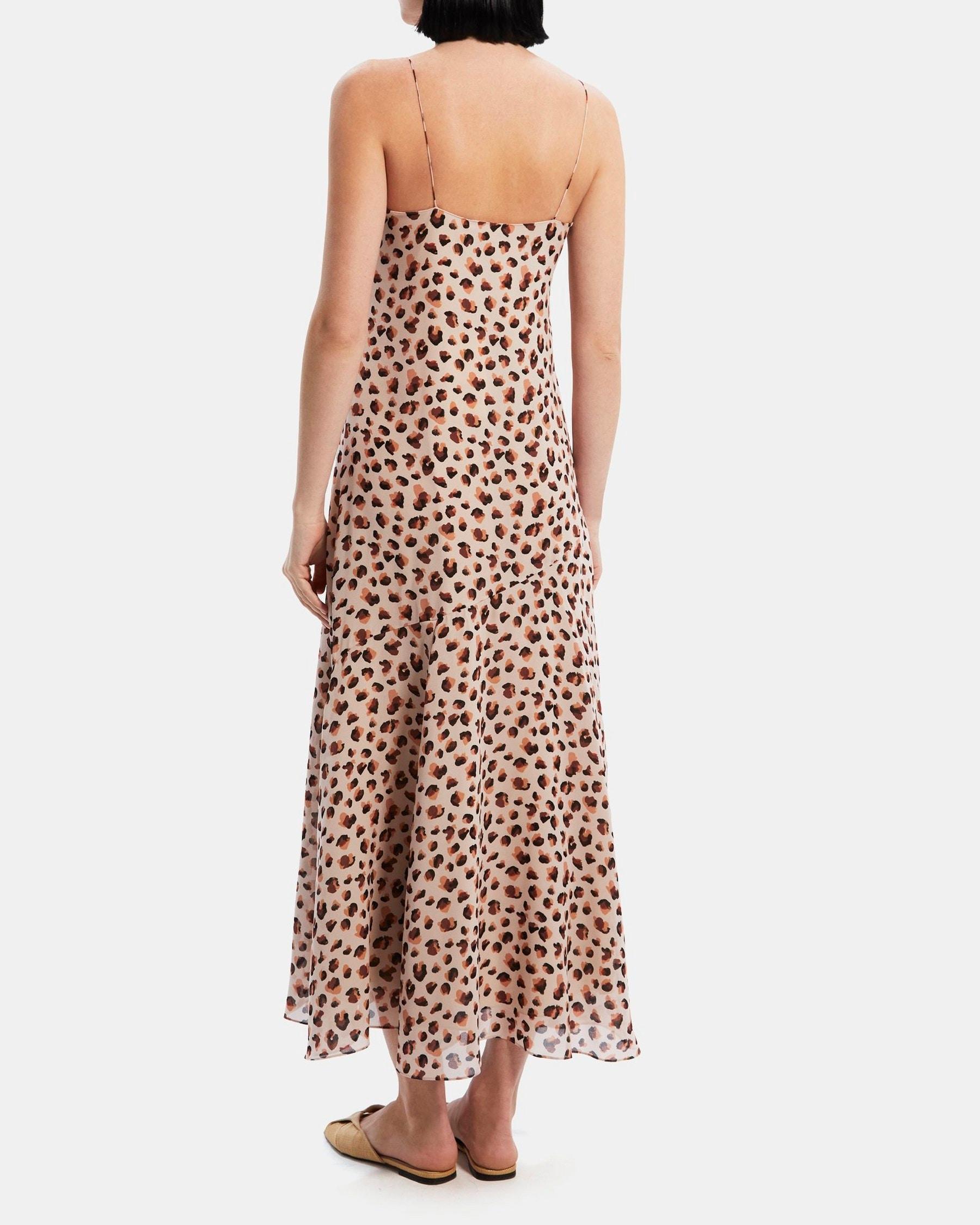 Asymmetrical Slip Dress in Leopard Print Silk Product Image