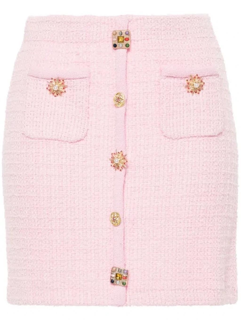 Embellished Knit Miniskirt In Pink Product Image