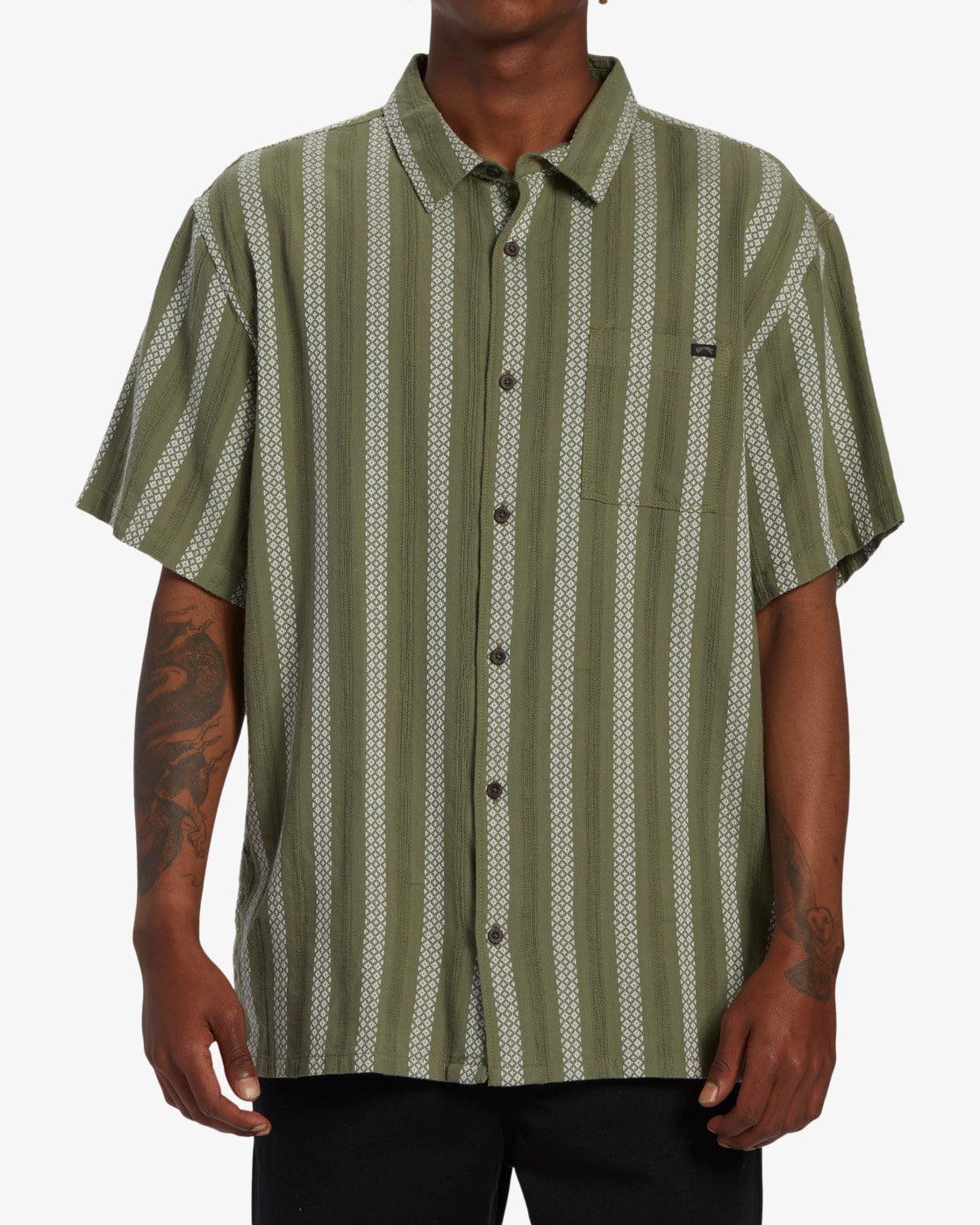 Sundays Jacquard Short Sleeve Shirt - Dark Olive Male Product Image