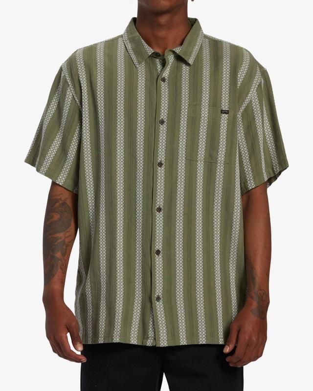 Sundays Jacquard Short Sleeve Shirt - Dark Olive Male Product Image