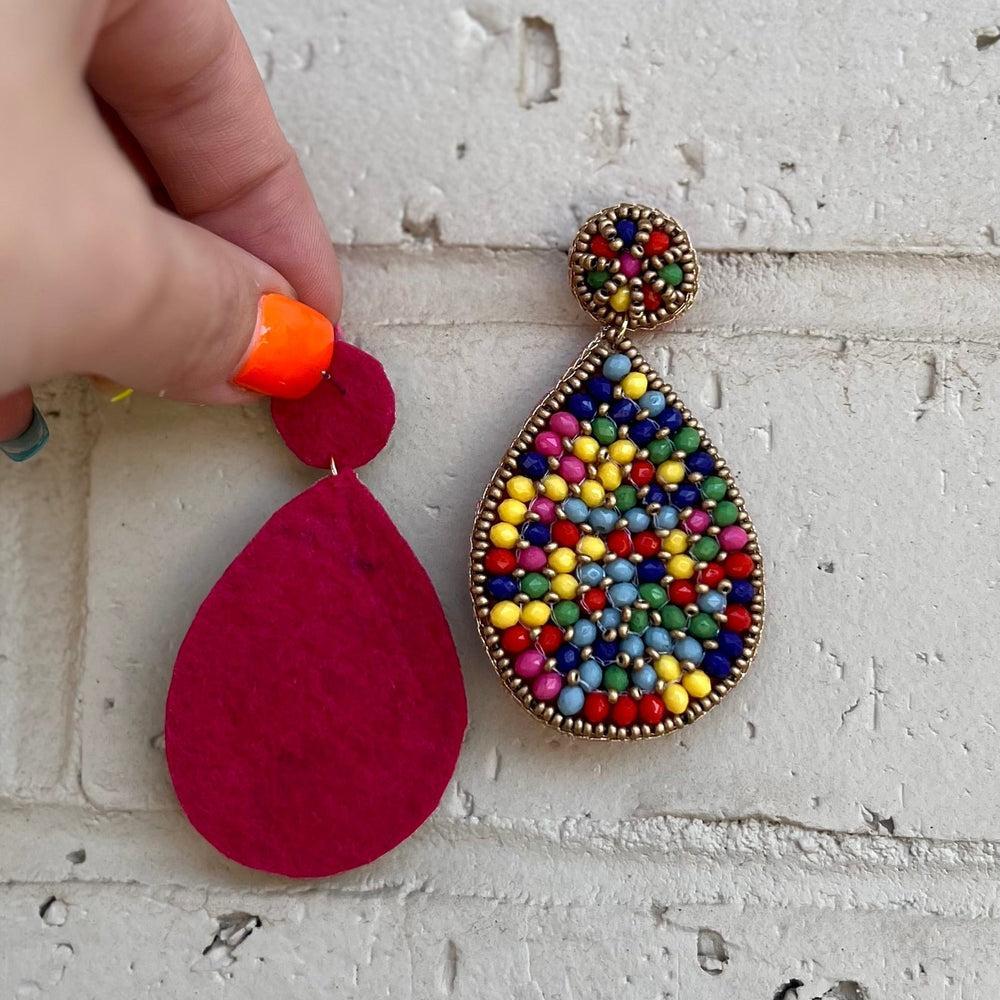 Seed Bead Tear Earrings- 4 Colors Product Image