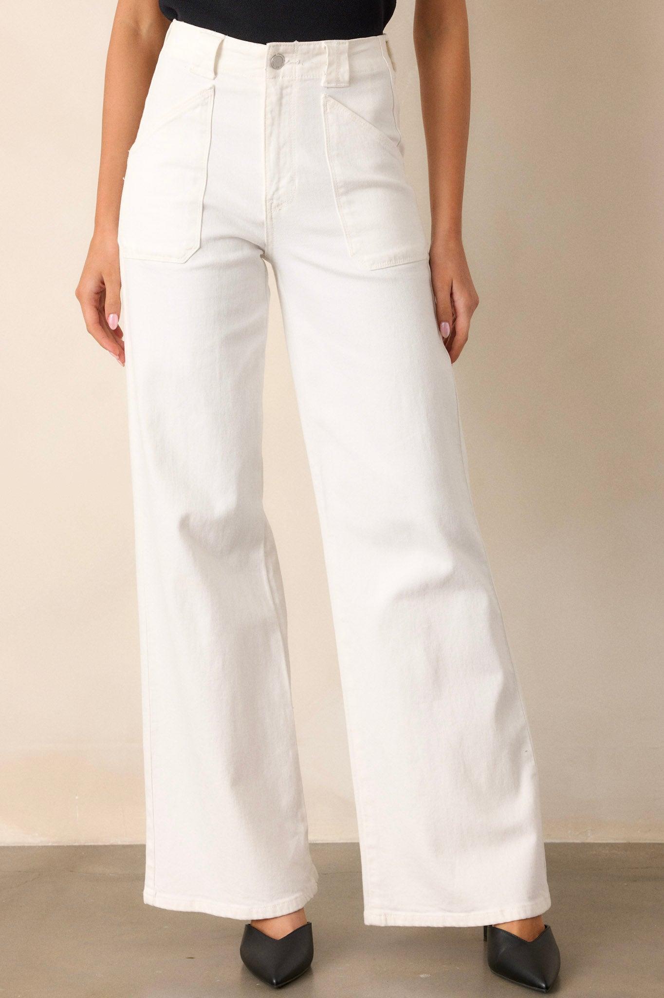 Hazy Days White Wide Leg Jeans (RESTOCK ETA JANUARY) Product Image