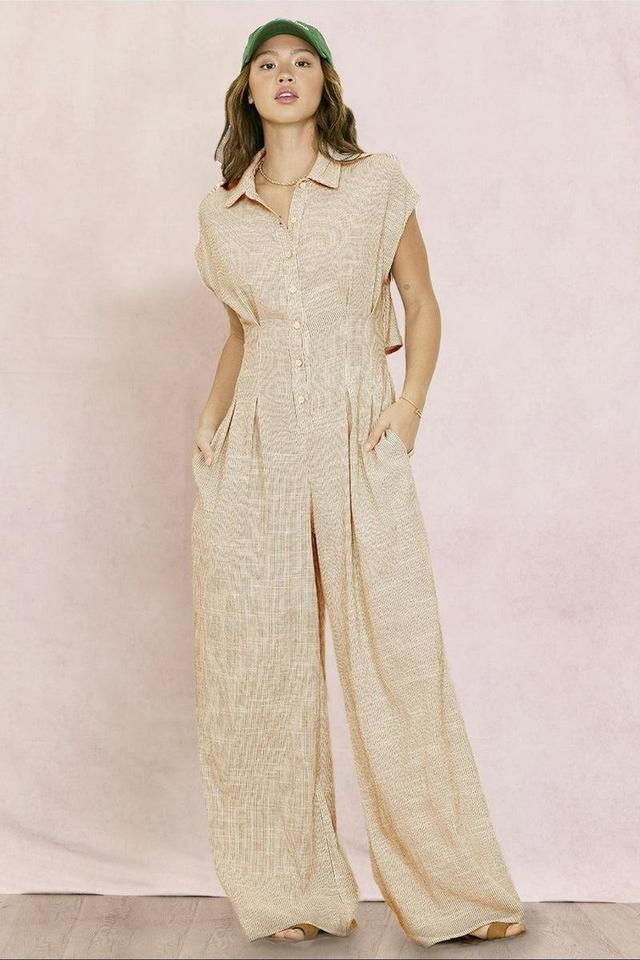 Striped Linen Jumpsuit Product Image