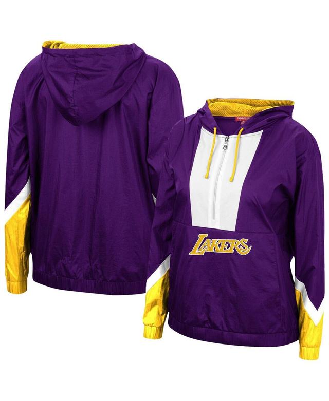 Womens Mitchell & Ness Los Angeles Lakers Half-Zip Windbreaker 2.0 Hoodie Product Image