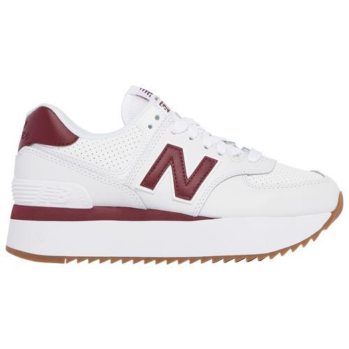 New Balance Womens 574 Stacked - Running Shoes White/Burgundy Product Image