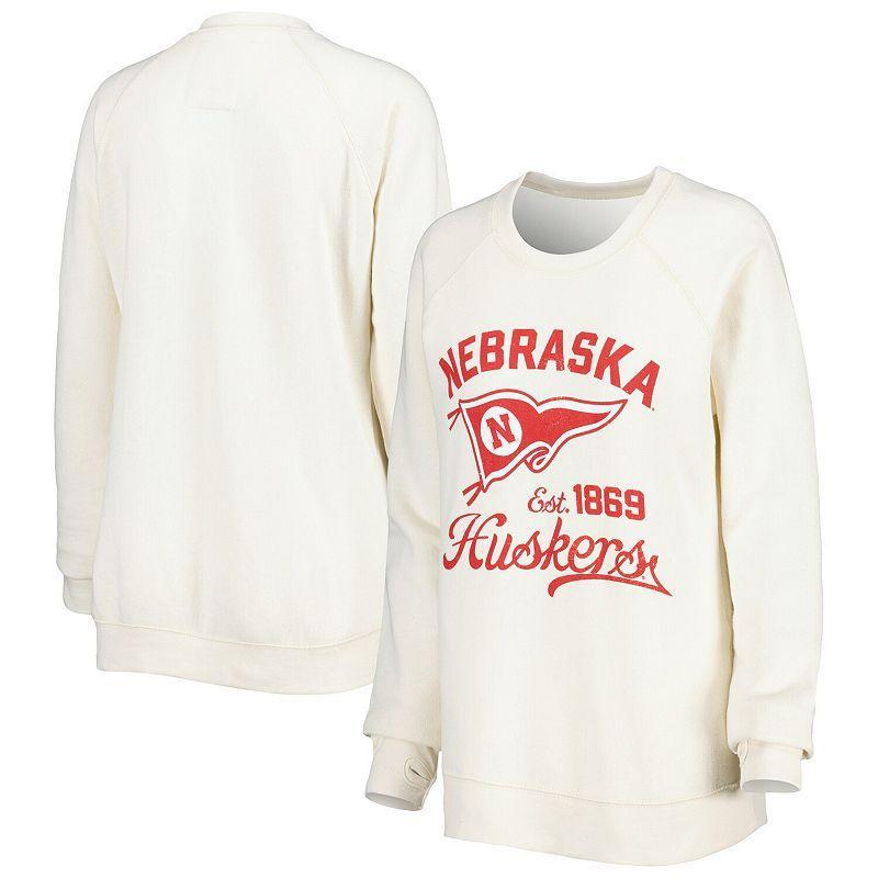 Womens Pressbox Cream Nebraska Huskers Old Standard Pennant Knobi Raglan Pullover Sweatshirt Product Image