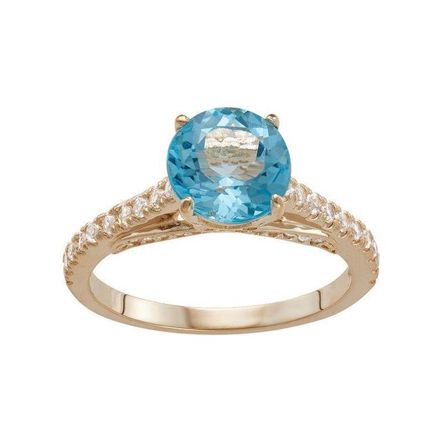 Designs by Gioelli 10k Gold Swiss Blue Topaz & Lab-Created White Sapphire Ring, Womens Product Image