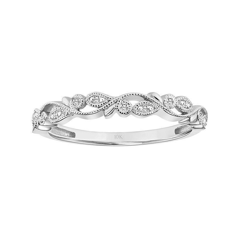 Love Always 10k White Gold Diamond Accent Floral Stackable Anniversary Ring, Womens Product Image