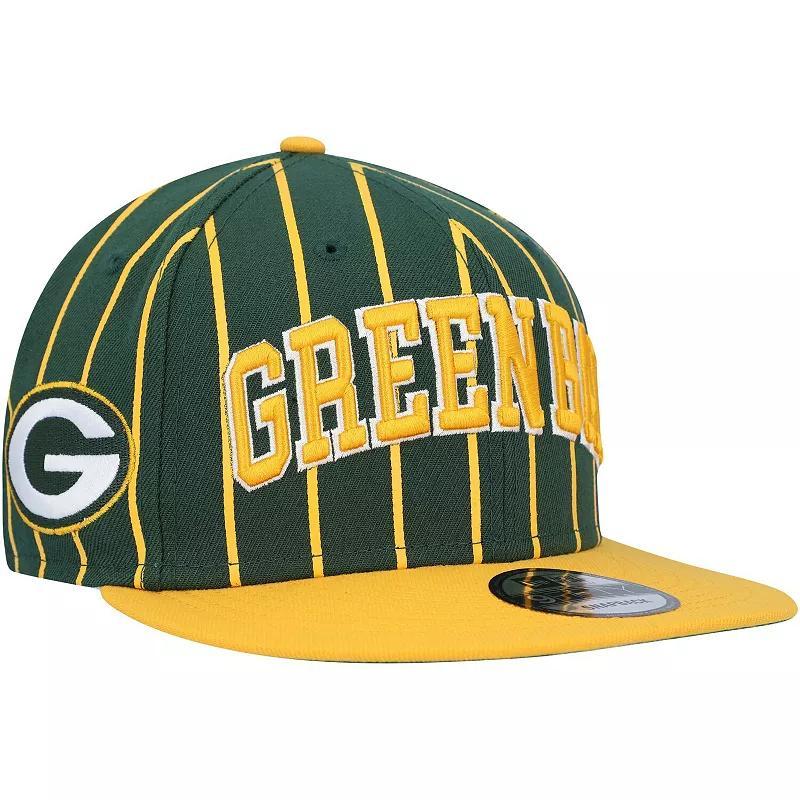 Mens New Era /Gold Bay Packers Pinstripe City Arch 9FIFTY Snapback Hat Product Image