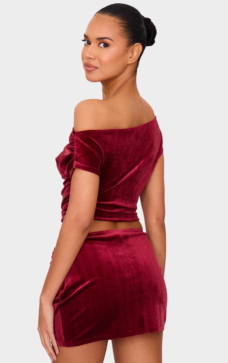 Burgundy Velvet Ruched Detail Top Product Image