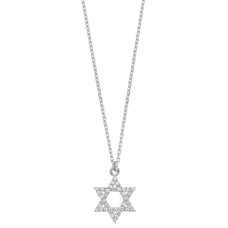 Sterling Silver Cubic Zirconia Star of David Pendant Necklace, Womens Product Image