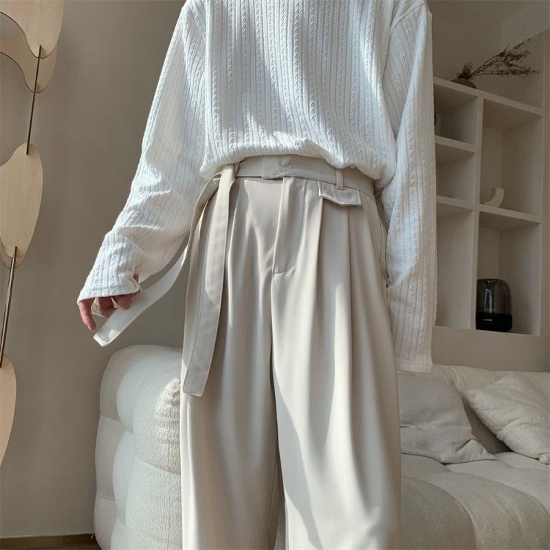 Plain Straight Leg Pants Product Image