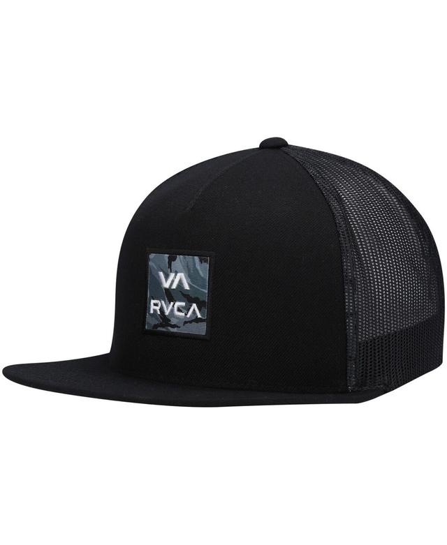 Mens RVCA Black VA ATW Print Trucker Snapback Hat Product Image