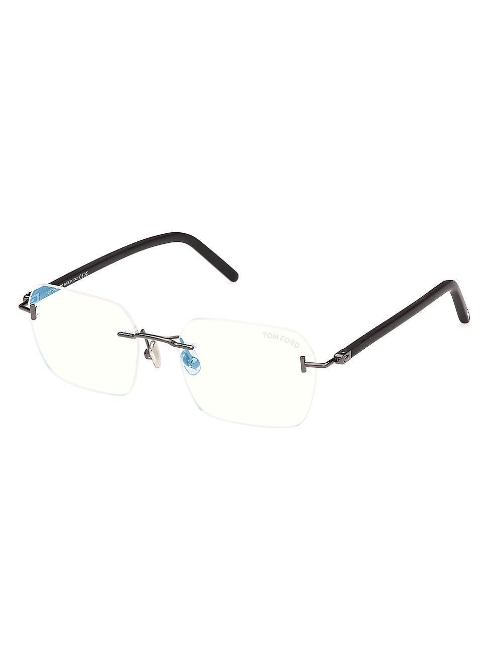 Mens 54MM Blue Block Rectangular Glasses Product Image