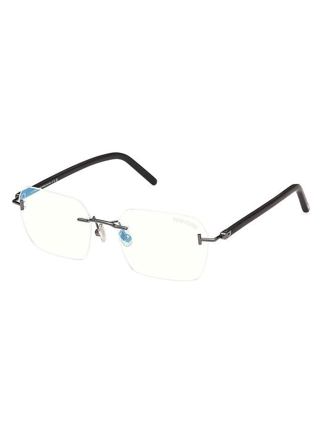 Mens 54MM Blue Block Rectangular Glasses Product Image